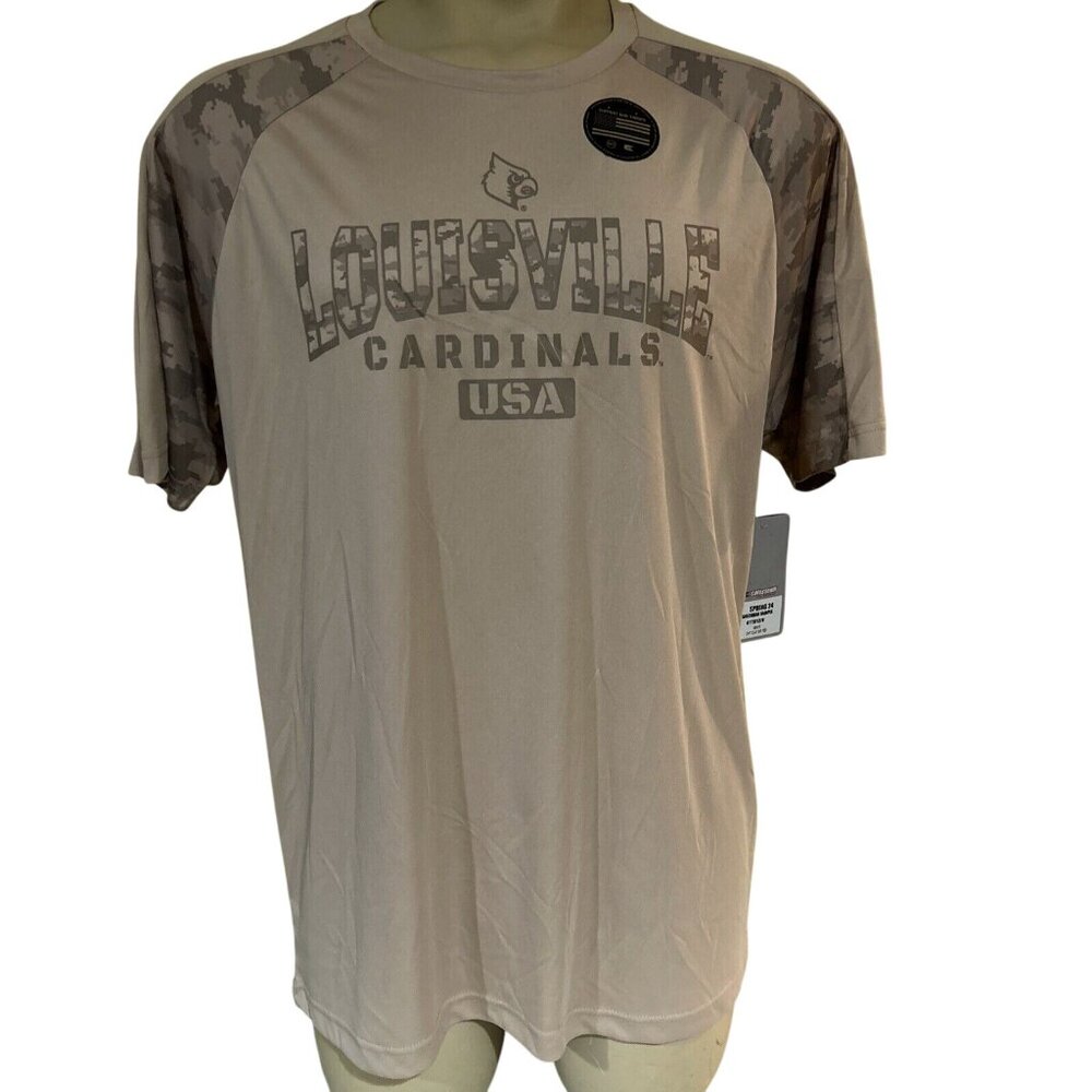 Louisville Cardinals Colosseum OHT Tan Camo SS Crew Neck Tee Shirt Mens L New